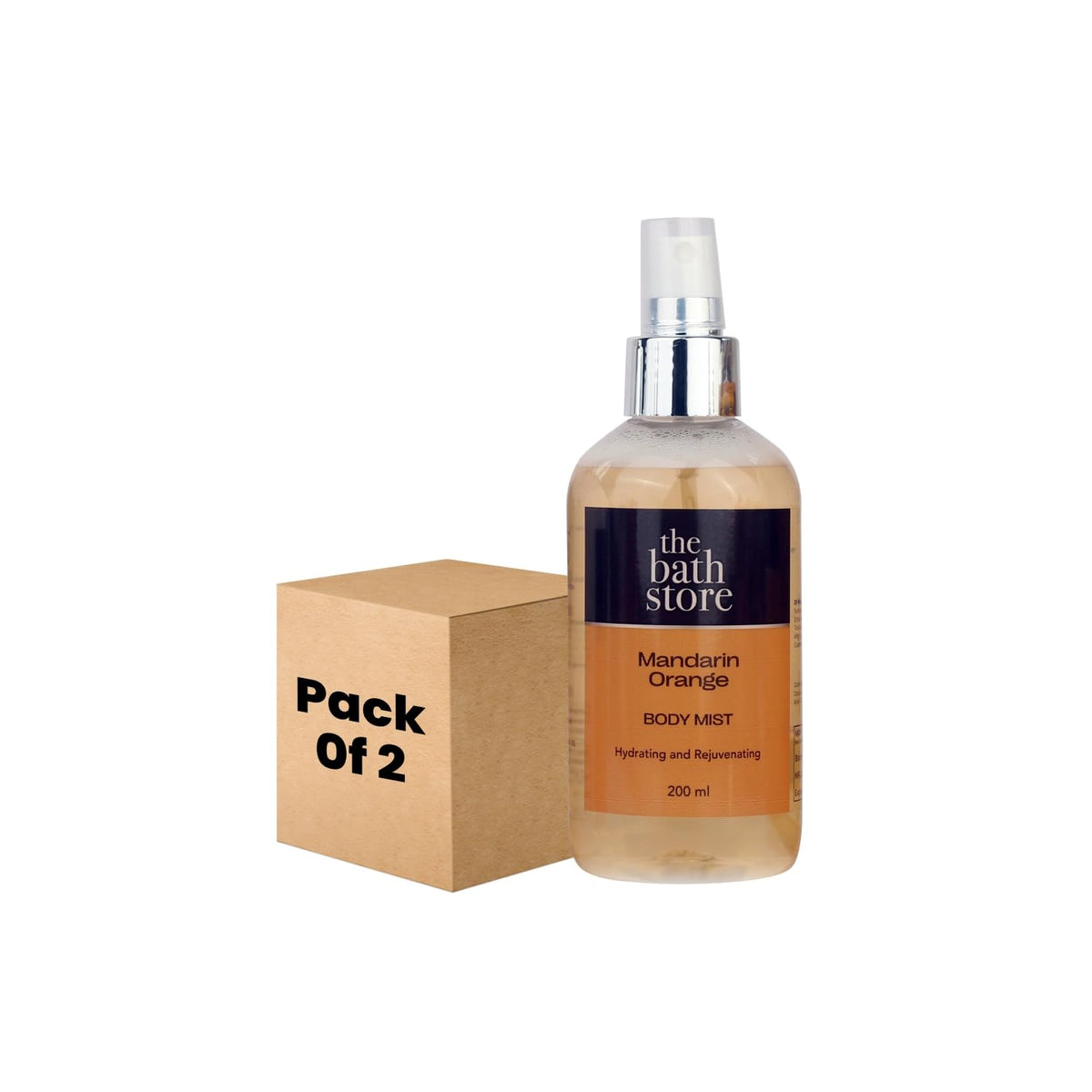 The Bath Store Mandarin Orange Body Mist - Refreshing Fragrance (Women and Men) | Long-Lasting Scent - 200ml (Pack of 2)