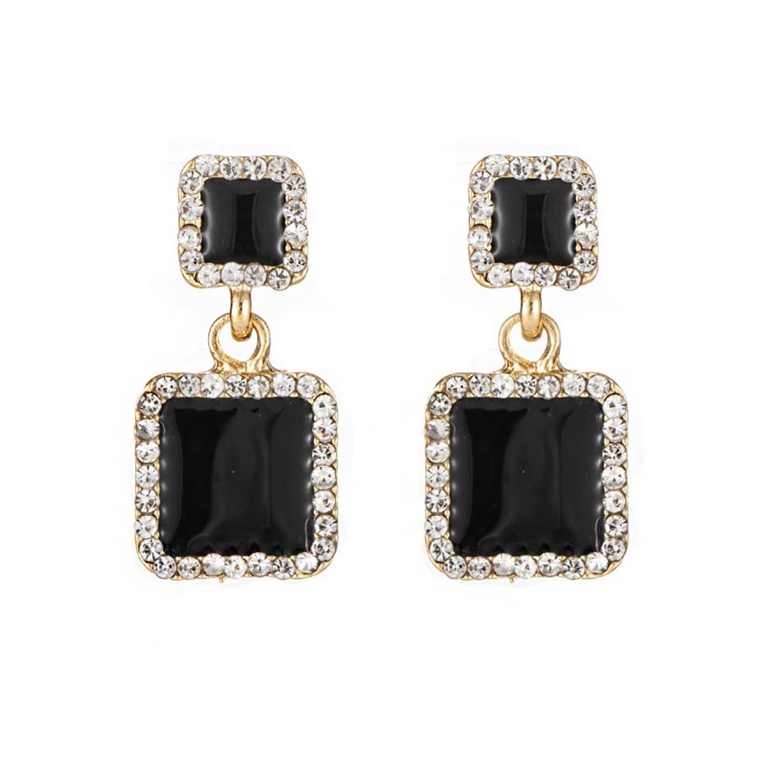 Yellow Chimes Earrings For Women Gold Tone Crystal Black color Rectangular Shape Stud Drop Earrings For Women and Girls