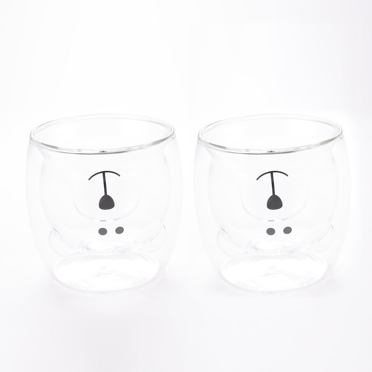UMAI Cute Teddy Bear Glass Mug Set of 2 I Double Walled Borosilicate 250ml I Microwave Safe I Scratch Proof I Coffee Mugs for Couples I Transparent I Gift for Friends, Family and Loved Ones