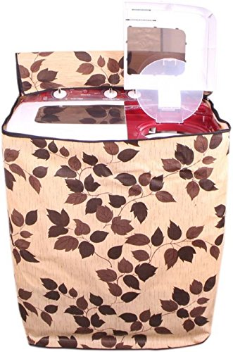 Kuber Industries Semi Automatic Washing Machine Cover in Flower Design Cream Color (Suitable for 6 kg, 6.5 kg, 7 kg, 7.5 kg) (HSSF12) (VARSWSMC014)