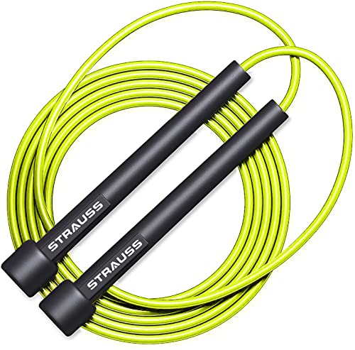 Strauss Speed Skipping Rope | Skipping rope for Women, Men & Kids | Fitness Exercise Equipment | Jumping Rope for Gym, Exercise, Training, Workout & Weight Loss|, (Yellow)