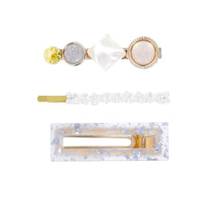 YELLOW CHIMES Women's Acrylic Resin Pearl Bobby Pins Fashion Hair Clips Accessories (Design 3)