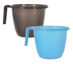 Kuber Industries Plastic Bathroom Mug 1 Litre Pack of 2 (Black & Sky Blue)-46KM0221, Standard