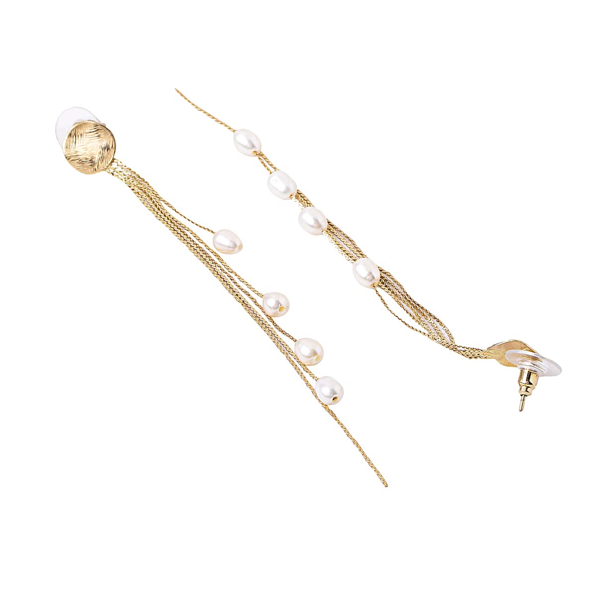 Buy Gold Plated Pearl Floral Embellished Long Earrings by Kiara Online at  Aza Fashions.