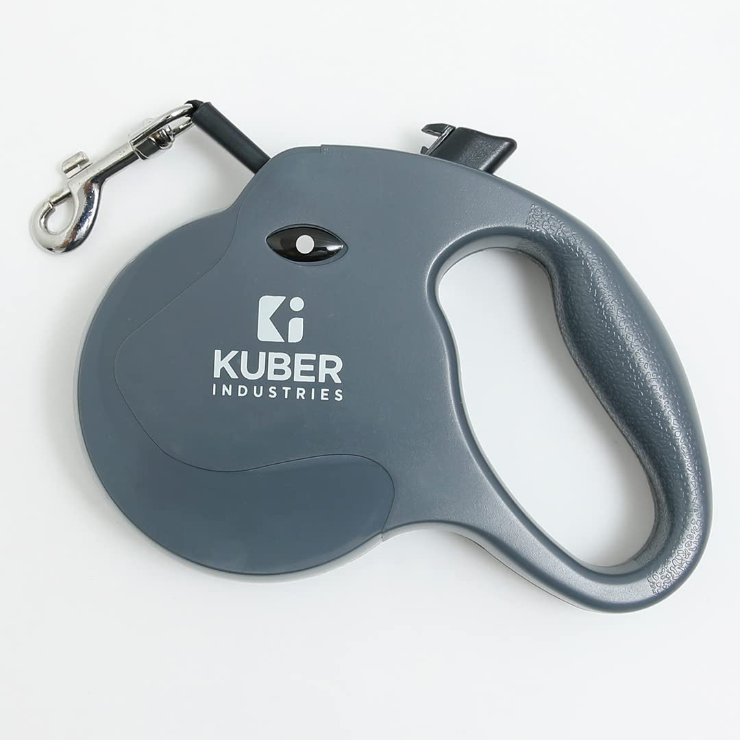 Kuber Industries Retractable Dog Leash|One Button Break With Safety Lock|Automatic & Non-Slip Handle|WINDOG-1092|Grey