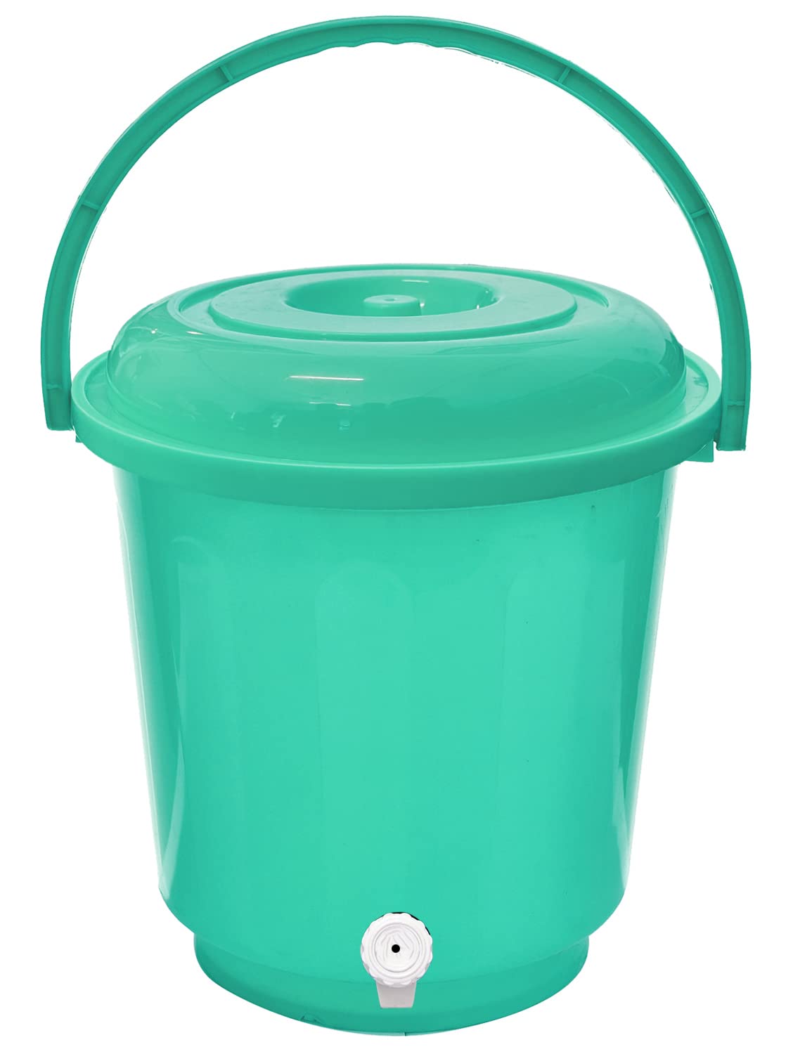 Kuber Industries Multipurposes Plastic Bucket with Lid & Tap System for Home Cleaning & Save Water, 18Ltr. (Green)