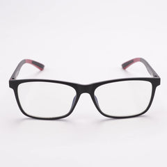 Intellilens | Zero Power Blue Cut Computer Glasses | Anti Glare, Lightweight & Blocks Harmful Rays | UV Protection Specs | For Men & Women | Black & Red | Square | Medium