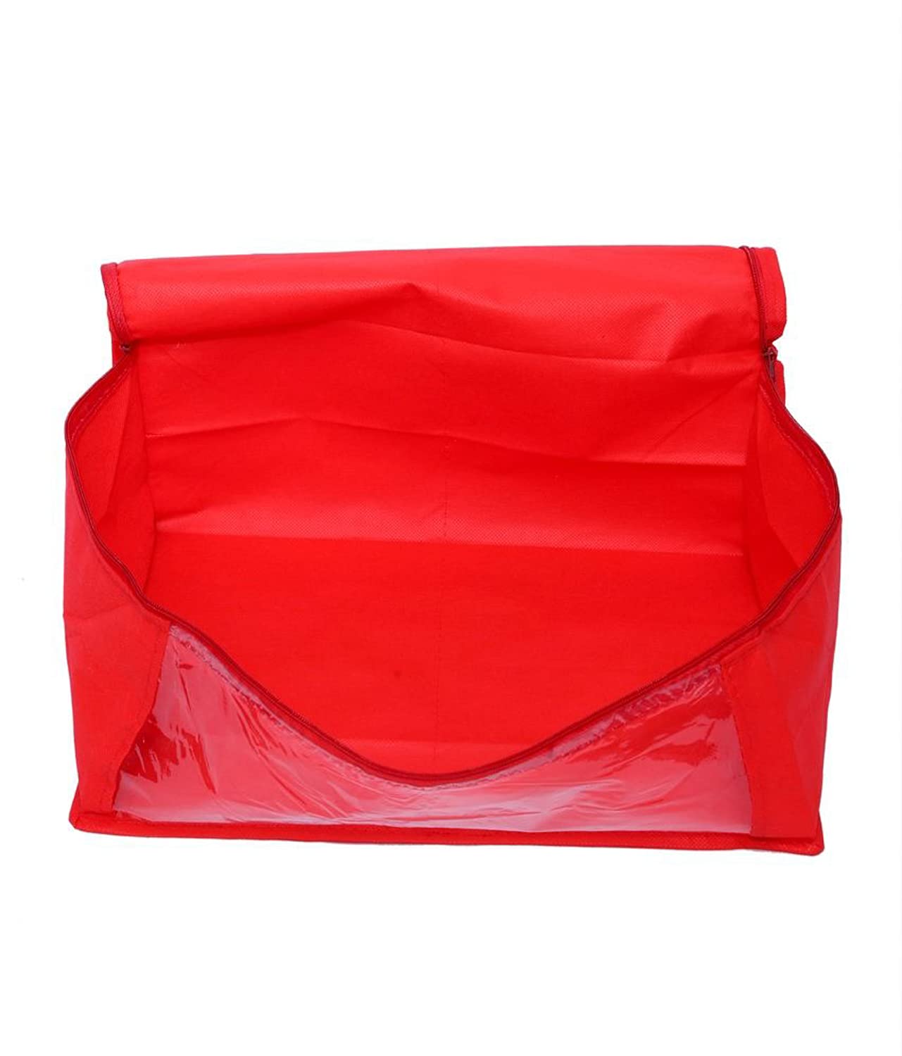 Kuber Industries Non Woven Saree Covers With Zip|Saree Covers For Storage|Saree Packing Covers For Wedding|Pack Of 12 Piece (Red)