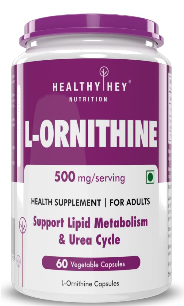 HealthyHey Nutrition L-Ornithine - 500mg/serving - 60 Vegetable Capsules