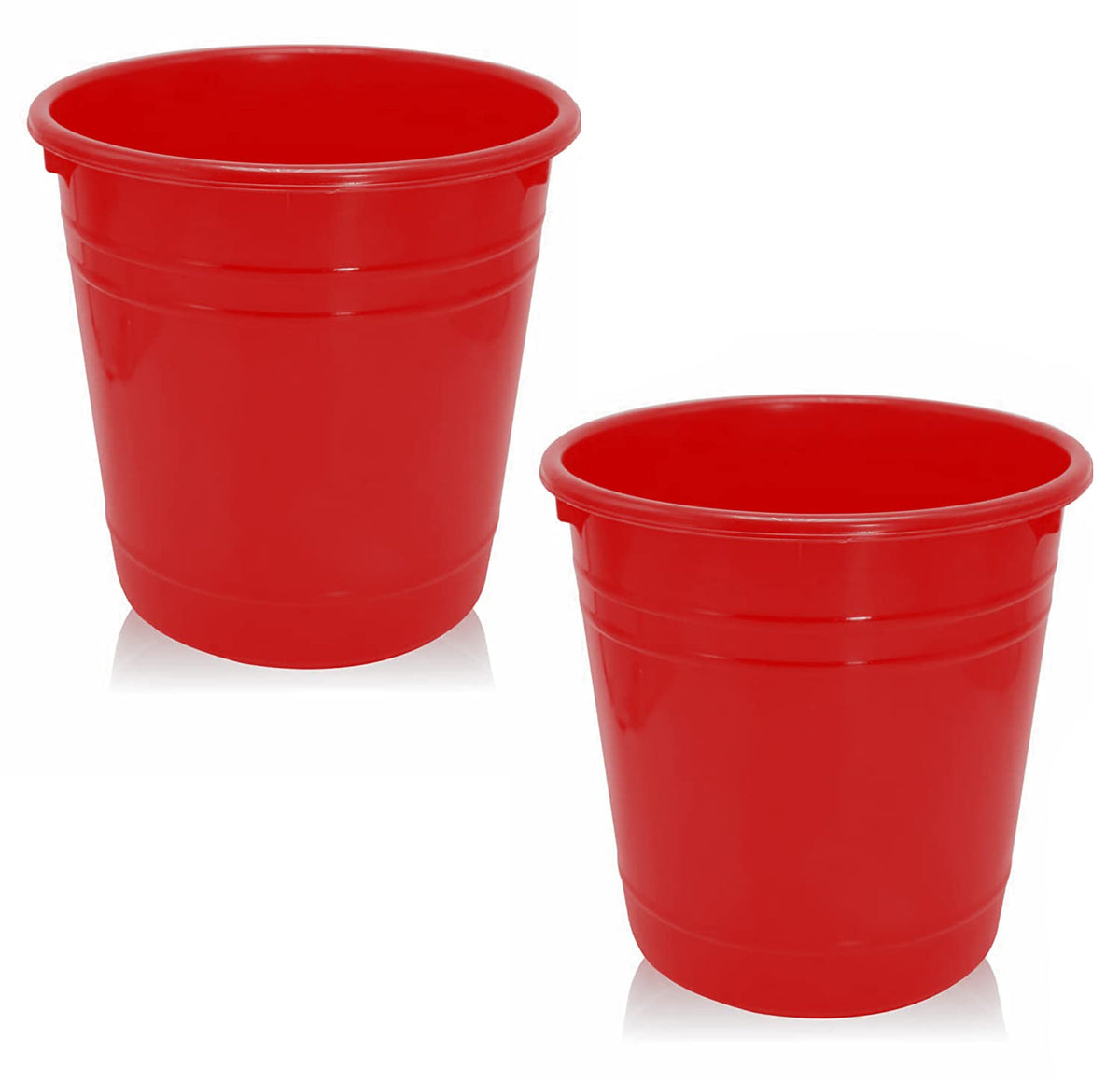 Kuber Industries Plastic Dustbin|Portable Garbage Basket & Round Trash Can for Home,Kitchen,Office,College,5 Ltr,Pack of 2 (Red)