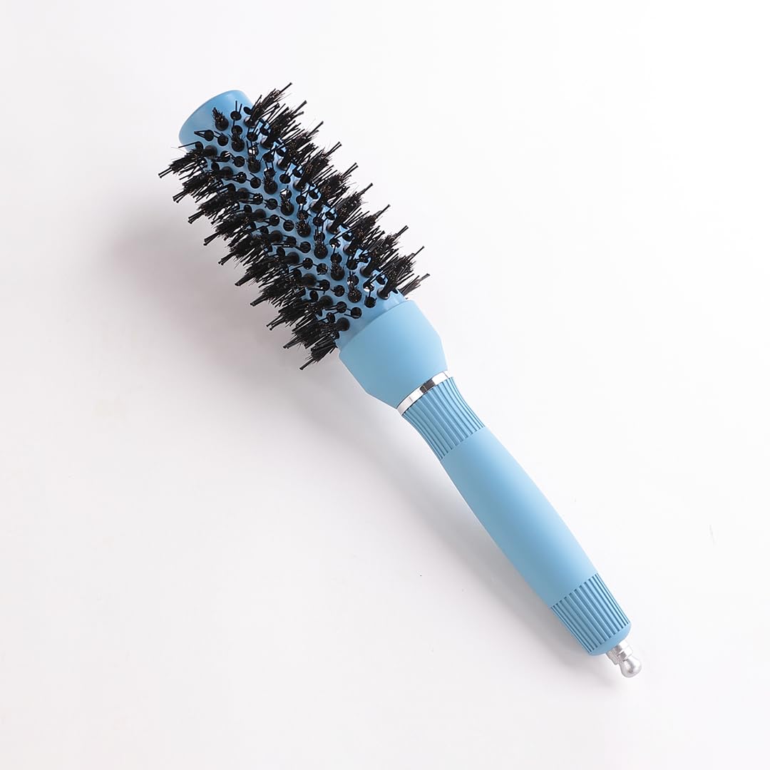 Thermal Ceramic Hair Brush | Ion-infused Technology | Anti-Static Bristles| Hair brush for Women and men | Curly Hair Products| Created by Savio John Pereira (Ice blue)(Small size)