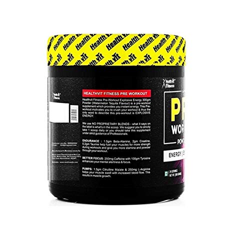 Healthvit Fitness Pre-Workout Explosive Energy Advance Formula 300gm Powder (Orange Flavour)