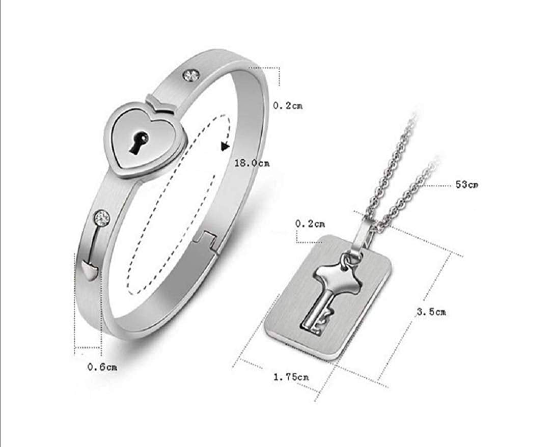 Engraved lock and key bracelet clearance pendant necklace set for couples