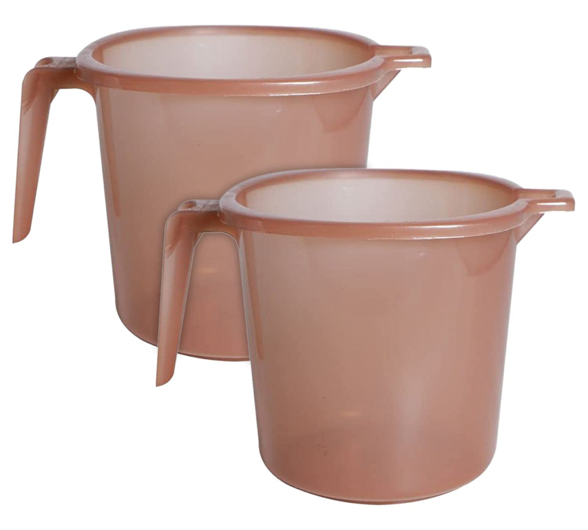 Heart Home Tranasparent Small Plastic Bathroom Mug, 1 Litre- Pack of 2 (Brown)-50HH0825