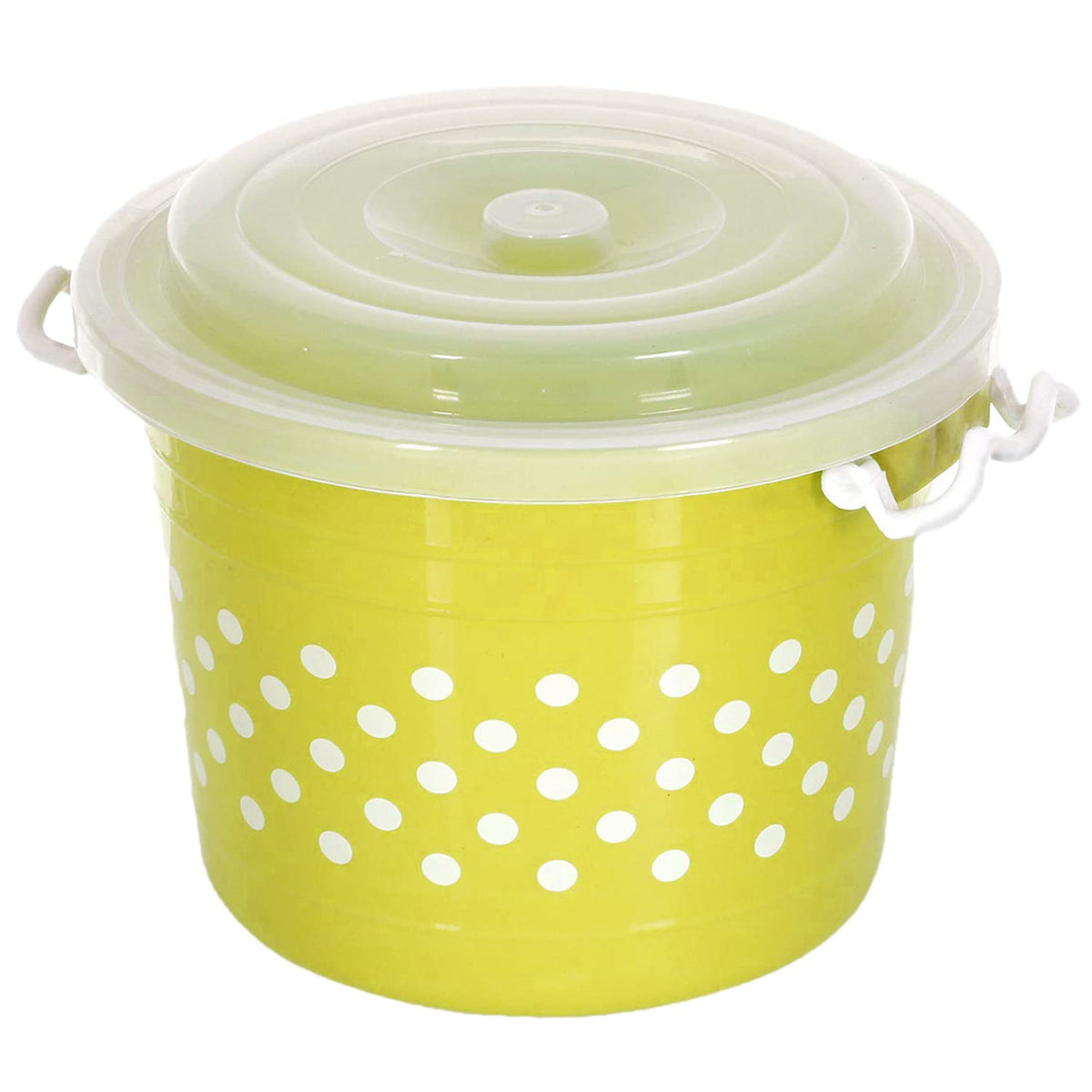 Heart Home Dot Printed Multiuses Plastic Kitchen & Pantry Storage Container with Lock Handle & Lid, 6 Liter (Green)-47HH01091