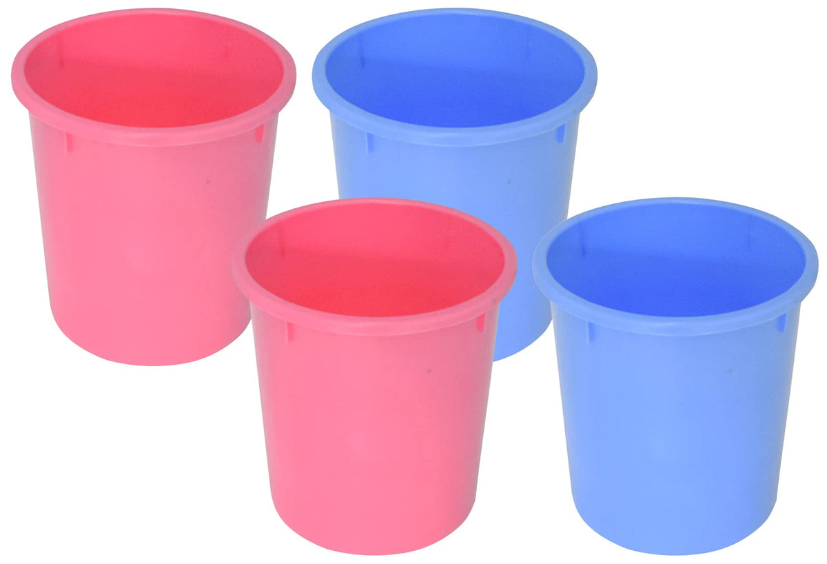 Kuber Industries Plastic Open Plastic Dustbin Without Lid|Garbage Bin For Home, Kitchen, Office, 5Ltr.- Pack of 4 (Pink & Blue)-47KM01079