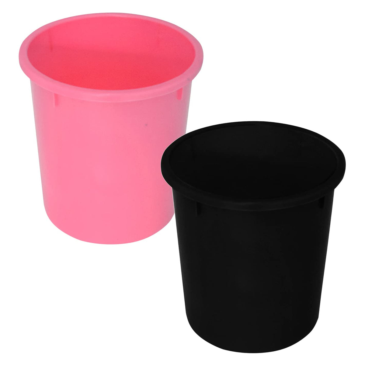 Kuber Industries Plastic Open Plastic Dustbin Without Lid|Garbage Bin For Home, Kitchen, Office, 5Ltr.- Pack of 2 (Black & Pink)-47KM01065