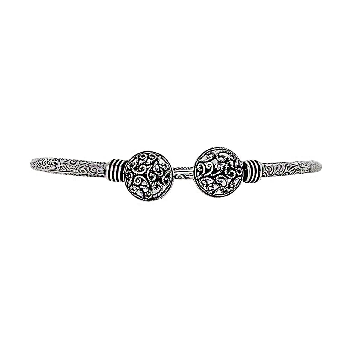 Teejh Rohini Silver Oxidised Floral Bracelet For Women