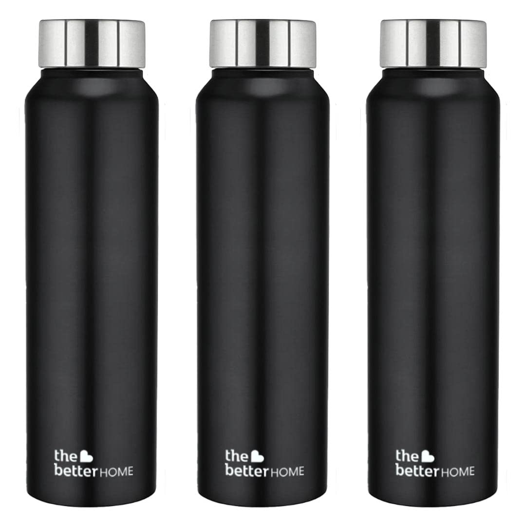 The Better Home Stainless Steel Water Bottle 1 Litre | Leak Proof, Durable & Rust Proof | Non-Toxic & BPA Free Steel Bottles 1+ Litre | Eco Friendly Stainless Steel Water Bottle (Pack of 3)