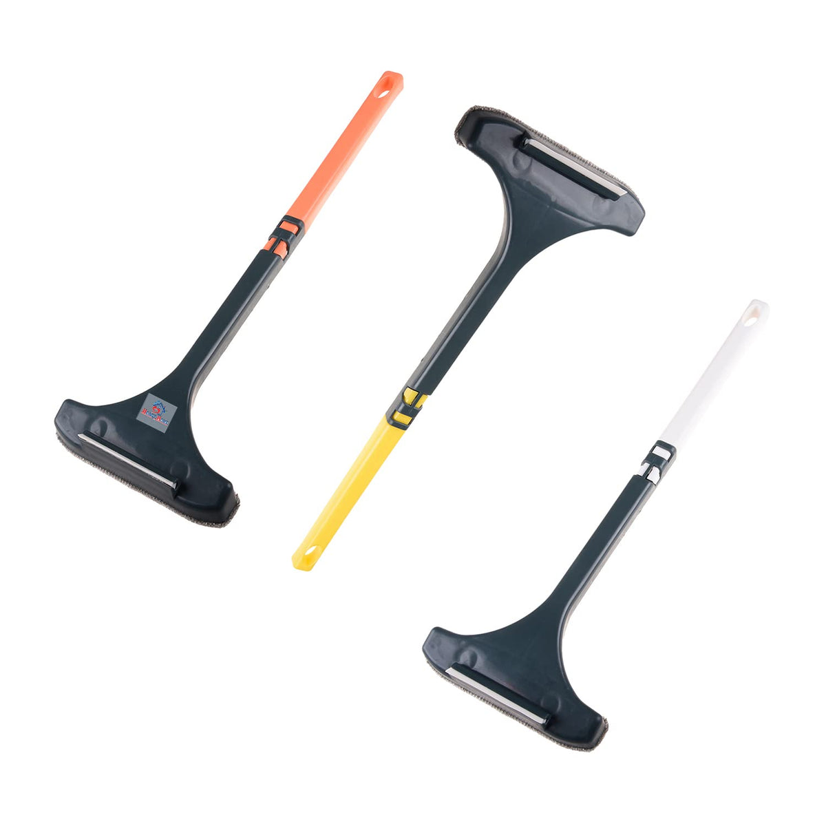 Heart Home Wiper | Plastic 2 In 1 Mesh Cleaning Brush | Window Cleaning Brush with Detachable Handle | Wiper For Glass Cleaning | 3 Pcs Set | Pack of 3 | Multicolor