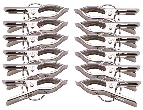 Kuber Industries Hanging Cloth Drying Pegs/Clips|Heavy Duty & Stainless Steel Material|Will Not Rust Clothes|Size 7 x 3 x 1 CM, Set of 12 Piece (Silver)