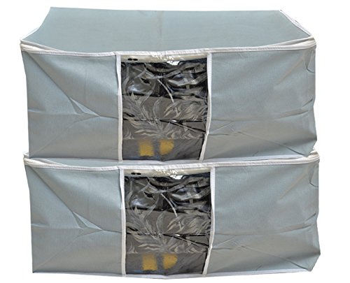 Kuber Industries 2 Piece Non Woven Saree Cover Set, Grey