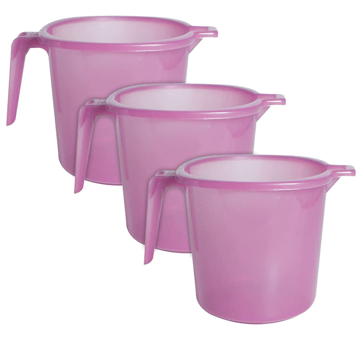 Heart Home Tranasparent Small Plastic Bathroom Mug, 1 Litre- Pack of 3 (Pink)-50HH0809