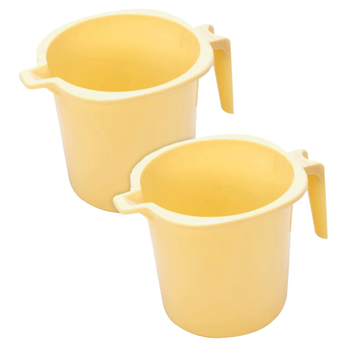 Heart Home Small Multiuses Lightweight, Unbreakable Strong Plastic Bathroom Mug, 1 Litre- Pack of 2 (Cream)-50HH0796