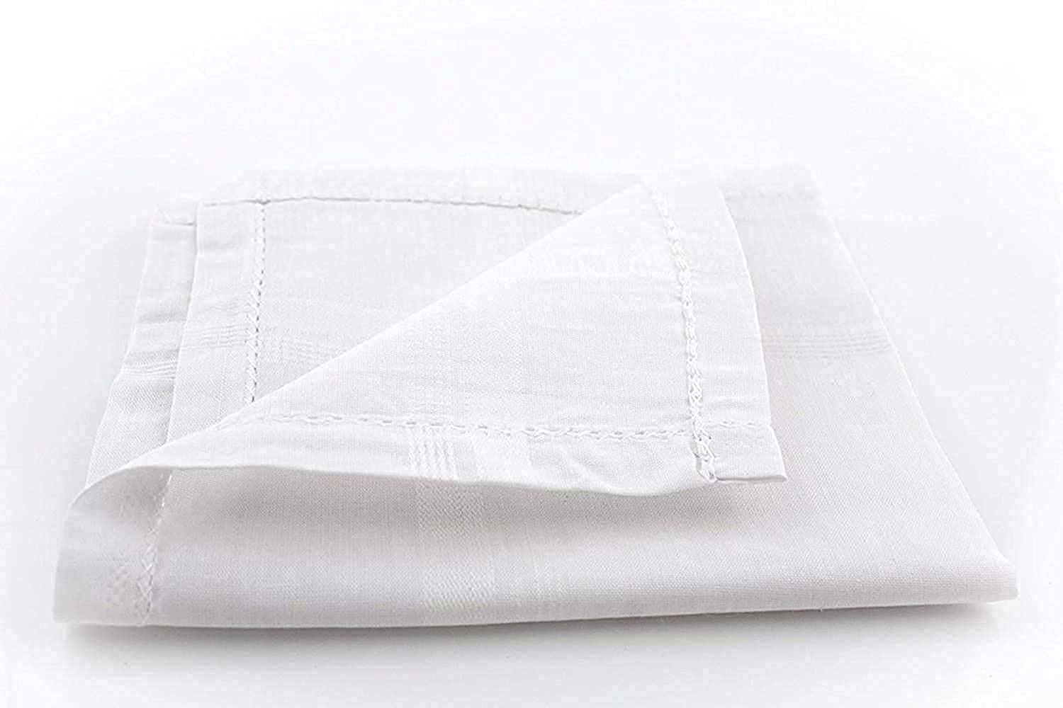 Kuber Industries 100% Cotton Premium Collection Handkerchiefs Hanky for Men, Set of 3 (White)
