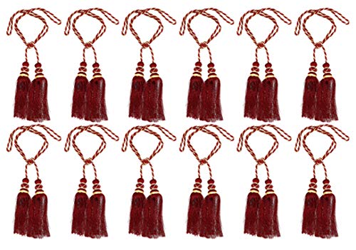 Kuber Industries Polyester 12 Pieces Curtain Tie Back Tassel Set (Maroon) CTKTC33506 Pack of 12