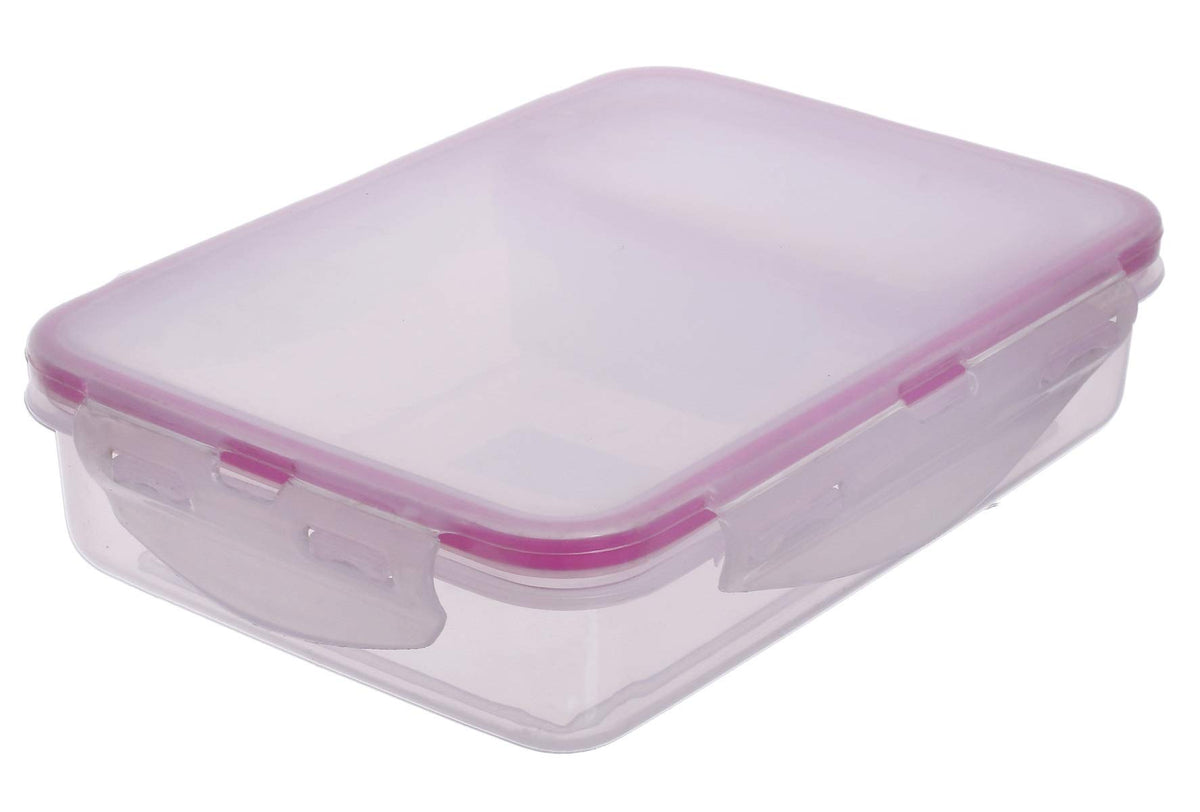 Kuber Industries Model-401 Unbreakable Plastic Medium Airtight Leakproof Transparent Lunch Box/Tiffin (Pink)-KUBMART1309