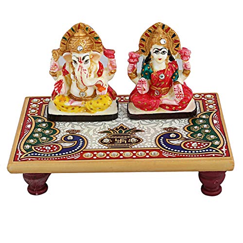Kuber Industries Handcrafted Marble Laxmi Ganesh Idol with Choki (CTKTC4190)