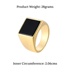 Yellow Chimes Rings for Men gold plated Black colored in Center Metal Stainless Steel Band Style Ring for men and Boys