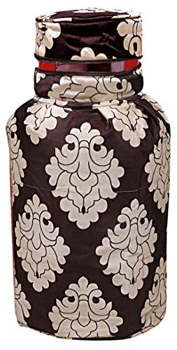 Kuber Industries Polyester Floral Print Zippered Propane Tank Cover/LPG Gas Cylinder Cover (Brown)-KUBMART15479