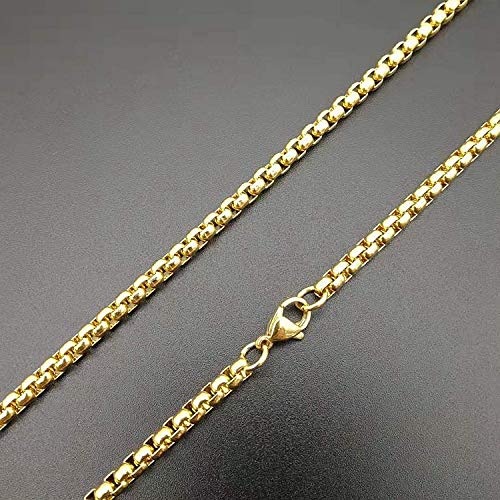 Yellow Chimes Chain for Men and Boys Gold Chain Men Box Neck Chain for Men Gold Plated | Stainless Steel Chains for Men | Birthday Gift for Men & Boys Anniversary Gift for Husband