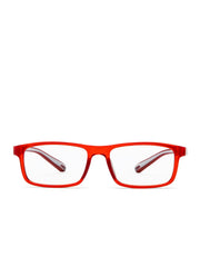 Intellilens | Zero Power Blue Cut Computer Glasses | Anti Glare, Lightweight & Blocks Harmful Rays | UV Protection Specs | For Boys & Girls | Red| Square| Small