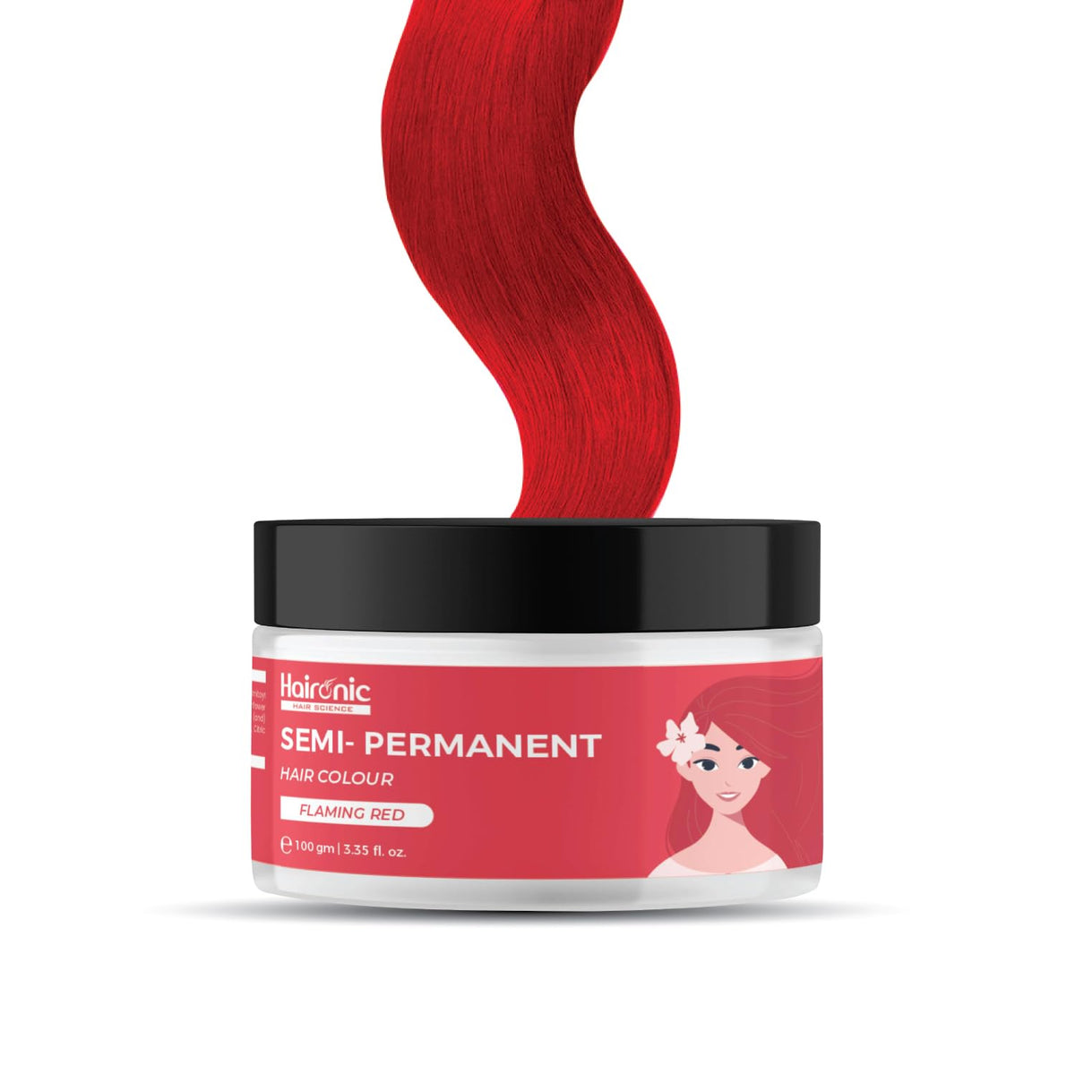 Haironic Flaming Red Semi-Permanent Hair Color | Enriched with Moroccan Argan oil, Silk Protein and Keratin Protein | Temporary Grey Hair Color| Easy Home Application, Perfect for Women & Men – 100gm