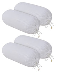 Kuber Industries Linning Design Soft & Luxurious Decorative Cotton Bolster Cover- Set of 4, 16"x32" (White)-44KM0168