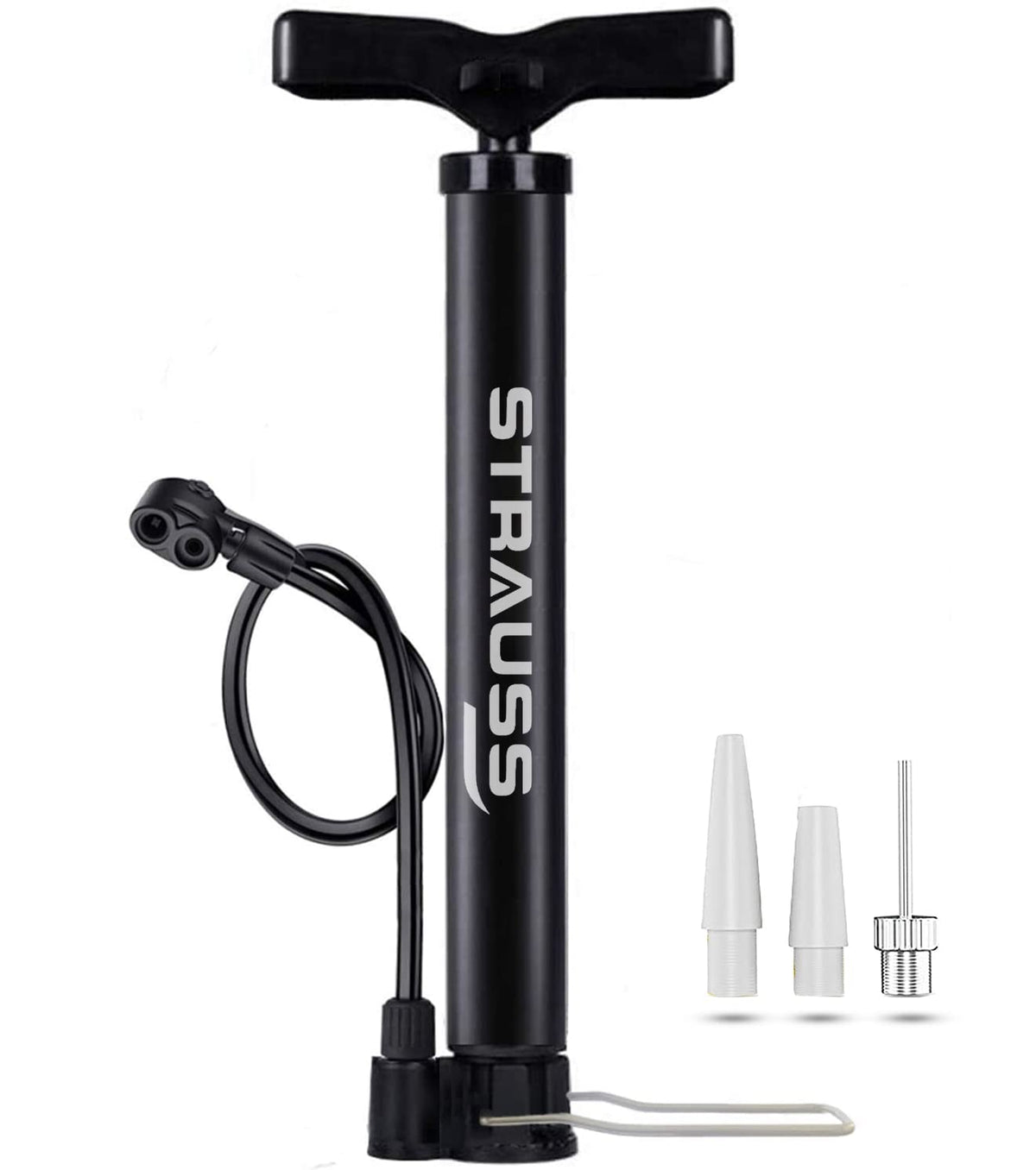 Strauss High Pressure Multipurpose Air Pump|Cycle Pump for Bicycle, Car, Football, Basketball |Balloon Pump Machine |Inflator Bicycle Floor Pump | Portable Hand Pump for Indoor & Outdoor Use,(Silver)