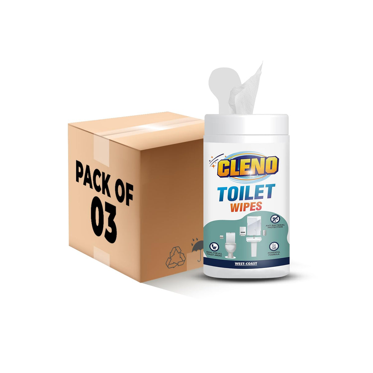 Cleno Toilet Cleaning Wet Wipes For all Toilet Areas like Toilet Commode/Toilet Seats/Flush/Knobs/Wash-basin - 50 Wipes (Pack of 3) (Ready to Use)