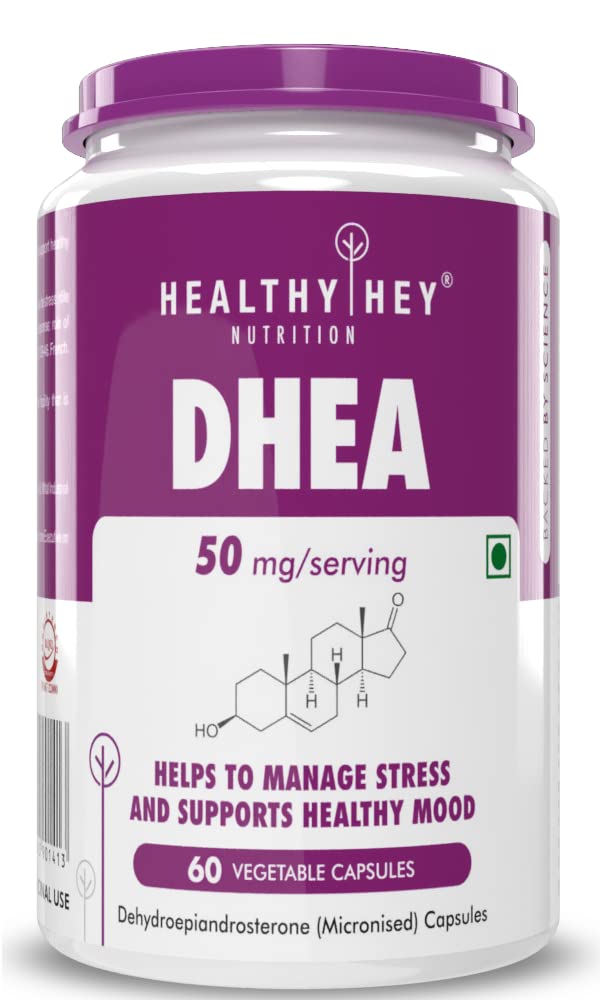 HealthyHey Nutrition DHEA 60 Veg. Capsules | Non-GMO, Gluten Free Supplement