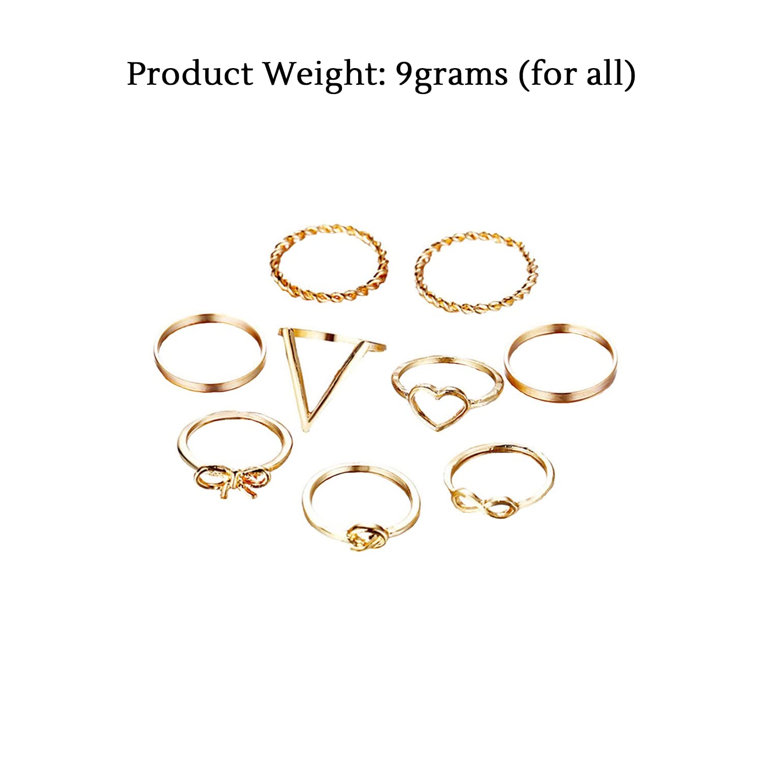 Yellow Chimes Rings for Women and Girls | Gold Aesthetic Ring Set | Gold Plated Knuckle Rings Combo | Aesthetic Rings | Accessories Jewellery for Women | Birthday Gift for Girls and Women for Wife