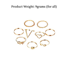 Yellow Chimes Rings for Women and Girls | Gold Aesthetic Ring Set | Gold Plated Knuckle Rings Combo | Aesthetic Rings | Accessories Jewellery for Women | Birthday Gift for Girls and Women for Wife