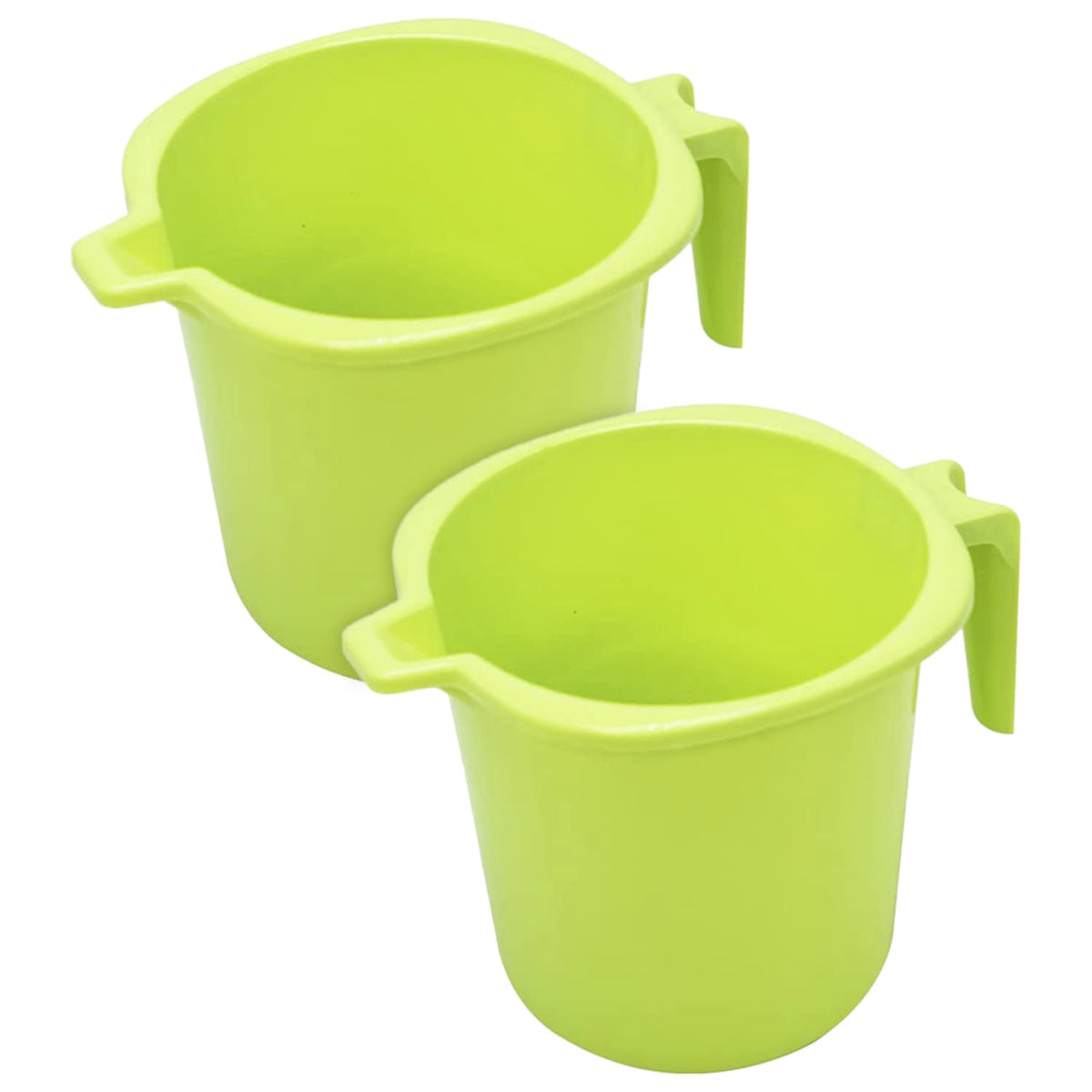 Heart Home Small Multiuses Lightweight, Unbreakable Strong Plastic Bathroom Mug, 1 Litre- Pack of 2 (Green)-50HH0802