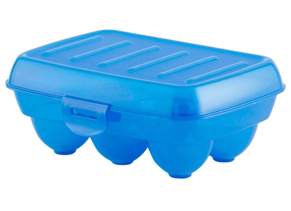 Heart Home Portable Food Grade Plastic Egg Holder/Storage Box For 6 Pieces Egg (Blue)-46HH0395