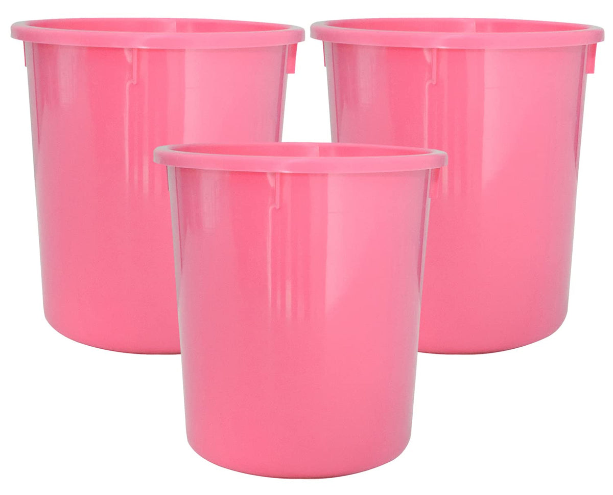 Heart Home Plastic Open Dustbin, Trash Bin, Garbage Bin, Waste Bin, 5Ltr.- Pack of 3 (Pink)-47HH01050