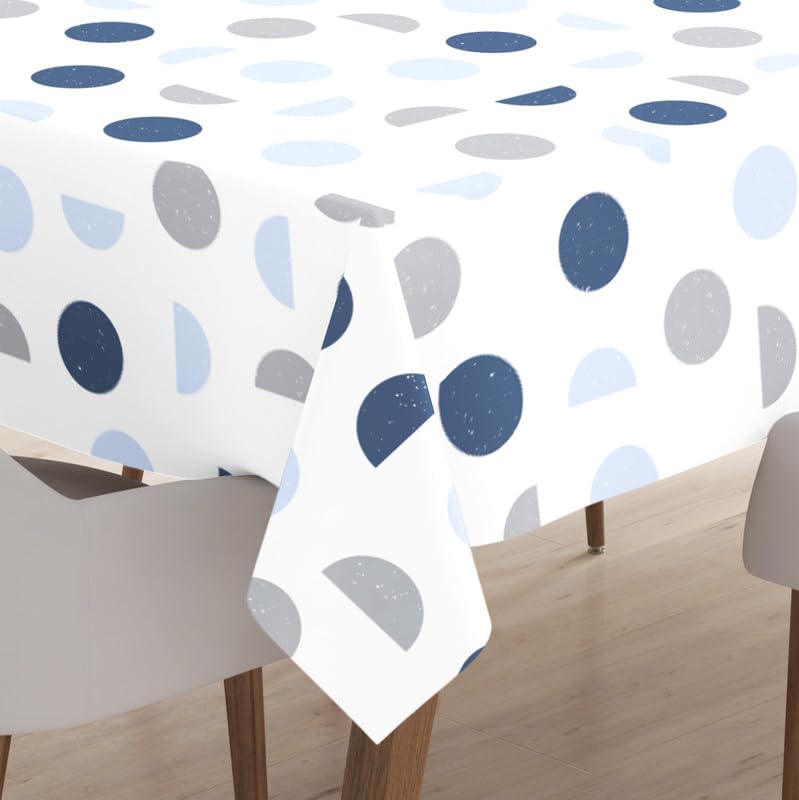 Encasa Homes Printed Cotton Table Cloth 7.5 ft Rectangular for 6 to 8 Seater Dining Table of Size 142x230 cm, Machine Washable, Durable for Home, Restaurant, Banquet - Daisy Blue