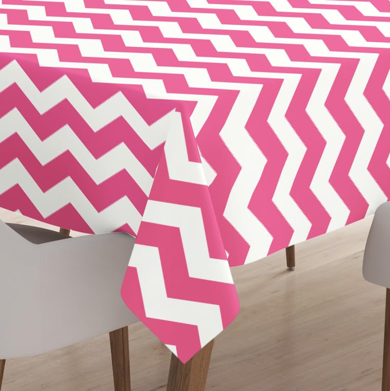 Encasa Homes Printed Cotton Table Cloth 6 ft Rectangular for 4 to 6 Seater Dining Table of Size 142x180 cm, Machine Washable, Durable for Home, Restaurant, Banquet - Magenta
