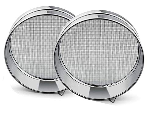 Kuber Industries 2 Pieces Stainless Steel Flour Chalni,Spices,Food Strainers, Atta Chalni,Sieve Set (Silver) -CTKTC038144