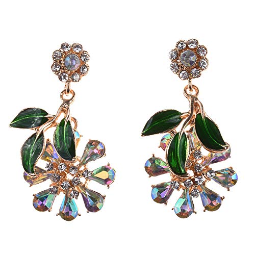Yellow Chimes Flower Design Crystal Gold Plated Earrings for Women and Girls